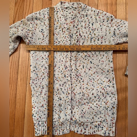 Rainbow Multi Colored Speckled Open-Front Cardigan Sweater - Picture 3 of 5